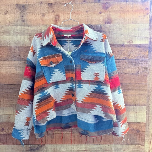 NWT LA MIEL La Miel Eldora Aztec Shacket for Women in Rust - Picture 2 of 11